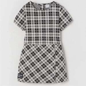 Zara Girls Black White Plaid Dress Skort Romper